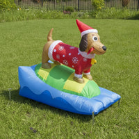 Outdoor Christmas Dachshund Inflatable Premium Inflatable Dachshund Long-Lasting Yard Decoration Safe for Patio