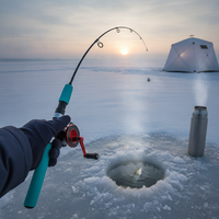 Ultralight Carbon Ice Fishing Rod with Reel, Short Portable Winter Raft Fishing Pole