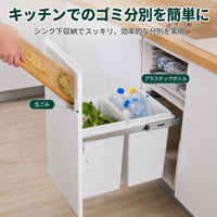 Trash Bin, Sorting, Drawer Type, Set of 2 x10L, Under Sink Storage, With Slide Rails, Plastic, White