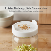 Mason Jar Sprouting Kit for Hydroponic Broccoli Alfalfa Sprouts, Thick Glass Seedling Bottle