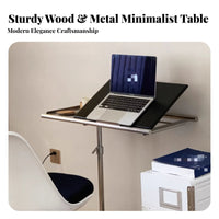 Multi-Purpose Adjustable C-Shaped Table Mobile Design Rolling C-Shaped Table Easy Assembly Small Desk for Remote Workers, Apartment Dwellers, Homeowners, Living Room, Bedroom, Home Office