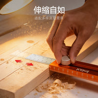 Multifunctional Aluminum Alloy Marking Ruler with Level, Portable Pocket Ruler, Retractable, Woodworking Positioning Tool