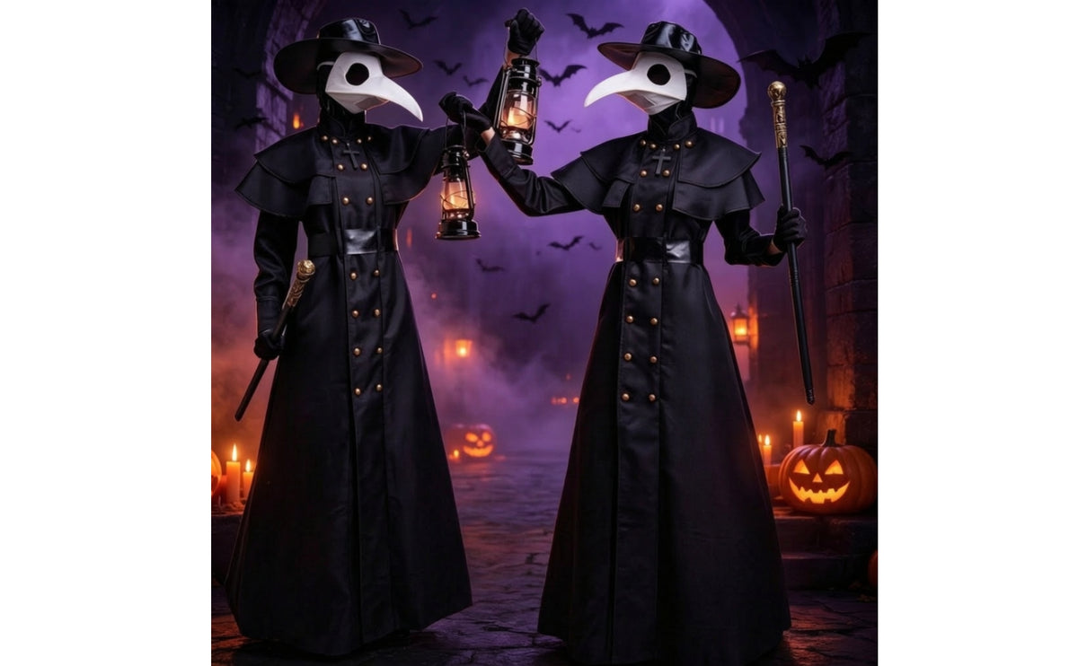 Full Set Plague Doctor Costume Halloween Plague Doctor Outfit with Mask Historical Apparel Medieval for Adults, Cosplay, Theater