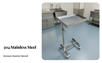 Easy to Clean Instrument Table Sturdy & Long-Lasting Stainless Steel Medical Trolley Heavy Duty Adjustable Instrument Tray Stand Locking Casters for Testing Technicians, Veterinarians, Operating Room, Hospital, Testing Oratories, Testing Oratory