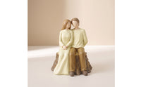 Couple Figurine Rustic Figurine on Tree Stump Statue Small Ornament Cozy for Couples, Anniversary, Wedding