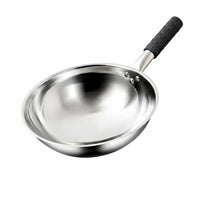 Stainless Steel Wok, No Coating, Traditional Deep Round Bottom, Not for Gas & Induction Stoves