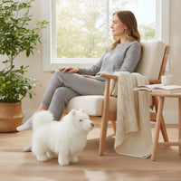 Samoyed Stuffed Toy Lifelike Samoyed Stuffed Animal Stuffed Dog Cuddly Dog Stuffed Animal Huggable for Collectors, Photography