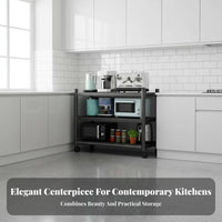Multi-Tier Kitchen Rack Easy Assembly Installation Microwave Oven Stand Space-Saving Multi-Tier Storage Rack for Renters, Students, Pantry, Garage