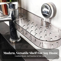 Waterproof Suction Cup Faucet Shelf Repositionable over Faucet Storage Holder Easy to Clean Drill-without Drilling Sink Organizer Draining Design for Renters, Bathroom, Washstand, Kitchen