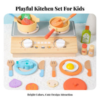 Imaginative Role Play Wooden Kitchen Toy Set Develops Fine Movement Skills Toy Cooking Set with Storage Box Realistic Accessories