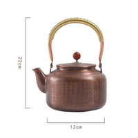 Antique Tea Kettle with Red Knob Vintage Copper Kettle Heat-Resistant Copper Teapot with Wrapped Handle Ergonomic for Table Service