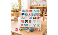 Wooden Letter Board Educational Wooden ABC Puzzle Early Learning for Young Children, Playroom