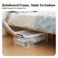 transparent Wheeled slimlow-height container Transparent Lid Underbed Box No Assembly Required Storage Container Stackable for Apartment Dwellers, homeowners, Students, Under Bed, Closet, Car Trunk, Dorm Room