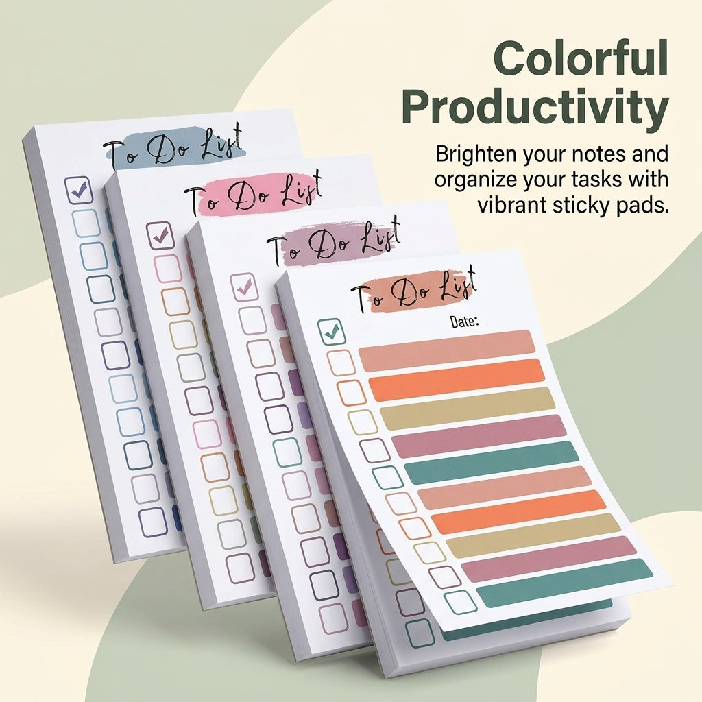 Rainbow Colored Sticky Notes for Students, Strong Repositionable for Studying, Multicolor Set for Note Taking, 4 Pads 10x15cm 50 Sheets Each