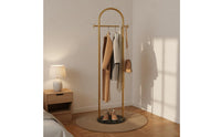 Minimalist Freestanding Clothing Rack with Marble Base Light Luxury Design Single Rod Garment Rack Nordic Aesthetic Freestanding Coat Stand with Marble Base Easy Assembly for Boutique Owners, Hotel, Bedroom, Entryway