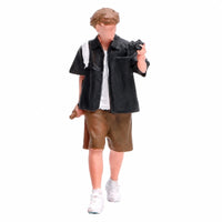 Photographer Miniature Figure Hand Painted Photographer Figurine Resin Miniature with Camera for Diorama, Car Display