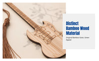 Bamboo Wood Instrument Bookmark, Guitar Bass Design, Vintage Style, Cultural Craft, Random Design