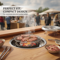 Korean Style Embedded Round Charcoal Grill with Upper Exhaust for Tabletop BBQ