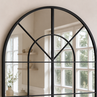 Full-Length Mirror, Standing Mirror, Large, Stylish, Arch-Shaped, Matte Black, Metal Frame, Entryway, Living Room, Makes Space Look Larger