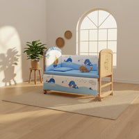 Solid Wood Rocking Bassinet with Wheels Multi-Functional Convertible Baby Crib Unpainted Wooden Bedside Sleeper Mobile for Newborns, Infants, Toddlers, Bedroom