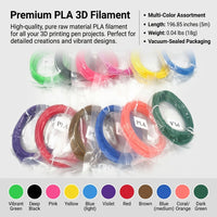 Filament Refill, Standard PLA Material for Artists Creative Drawing, Multicolor Colors, 1.75mm Diameter, 5 Meter Length, Vacuum Packed