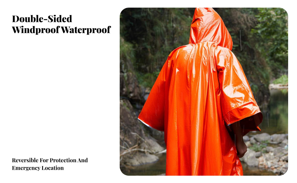 Poncho Heat Retention Thermal Emergency Raincoat Multifunctional Aluminized Film Poncho for Campers, Hikers, Camping, Outdoor