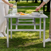 Portable Stainless Steel Folding Table for Camping, Picnics, BBQ, and Markets - Easy Setup