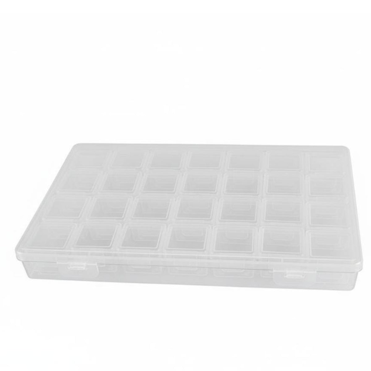 Detachable Compartments 28 Grid Organizer Box Portable 28 Grid Plastic Organizer Multi-Purpose Clear Plastic Parts Box Secure Latch for Jewelry Makers, DIY Enthusiasts, Crafters, Crafting