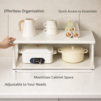 Kitchen Cabinet Metal Expandable Organization Rack for Small Space, Adjustable Under Sink Storage Shelf for Homeowners