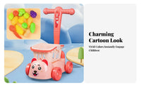 Lower Shelf Animal Face Shopping Cart Tall Handle Fruit and Vegetable Cart Set Colorful Toy Supermarket Trolley Plastic for Children