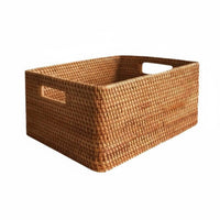 Woven Rattan Basket Multi-Purpose Rectangular Wicker Storage Container
