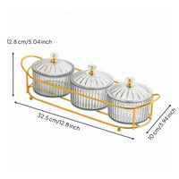 Divided Snack Tray Organizer Gold-Tone Serving Tray with Lids Clear Modern for Countertop