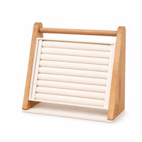 Grooved Surface Band Display Stand Wooden Frame Angled Jewelry Display Stand Countertop