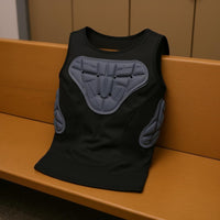 Segmented Padding 3D Protect Vest Protective Resistant Padded Protect Vest Stretchy Material Padded Compression Shirt Black for Athletes