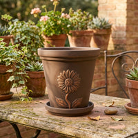 Plant Pots with Embossed Design for an Indoor Plant Pot, Terracotta Clay Flower Pots for Outdoor Plants, Single Floor Standing Clay Pot