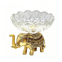 Bowl with Elephant Base Decorative Pachyderm Fruit Bowl Brass-Colored for Hosts, Entryway