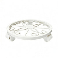 Decorative Scrollwork Metal Plant Stand Openwork Rolling Plant Stand Low-Slung Metal Pot Stand Wrought-Iron Style