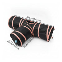 Springy T-Shaped Cat Tunnel Reinforced Openings Foldable Cat Tunnel Hanging Ball Lightweight for Cats