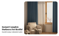 Japanese Design Solid Color Blackout Drape Sound Insulating Solid Color Blackout Panels Room Darkening Window Curtain Thermal Insulated for Light Sleepers, Overnight Workers Workers, Homeowners, Bedroom, Nursery