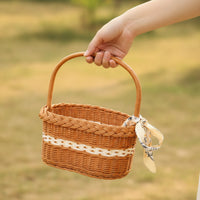 Picnic Basket with Handle Woven Wicker Basket Sturdy for Market