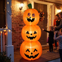 Halloween Stacked Pumpkin Inflatable Outdoor Jack-O-Lantern Decoration Lighted Jack-O'-Lantern Glowing for Party