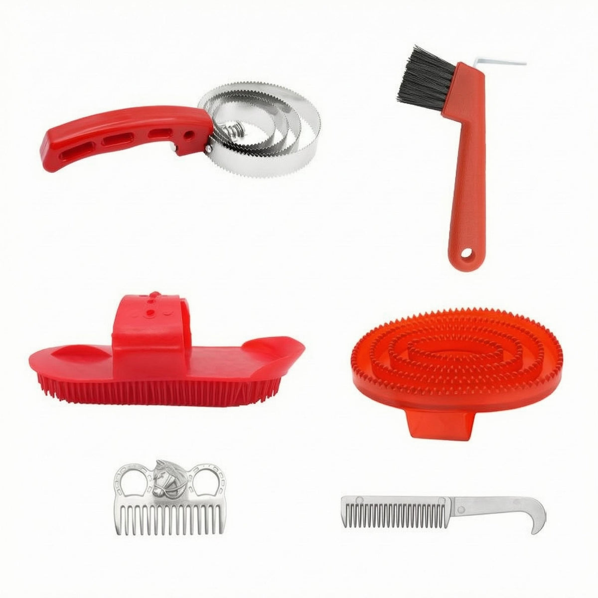 6 Pieces Horse Grooming Set Black Bristles Horse Grooming Kit Equine Brush Set Allall-in-All-Inclusive Portable for Riders