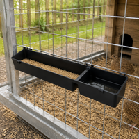 Large Chicken Feeder, Rectangular Poultry Feeder, 2 Pieces, 6cm High, Over 0.5L Capacity, Made of Sturdy Plastic