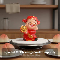 Prosperity Deity Figurine Soft Vinyl Material Cai Shen Figurine Feng Shui Prosperity Deity Statue for Dessert Makers, Business Owners, Home Decor