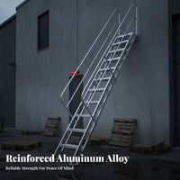 Outdoor Aluminum Staircase Lightweight Fixed Ladder with Handrails Rust-Resistant Fire Exit Stairs for Property Managers, Adults, Rooftop, Attic