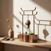Pagoda Tabletop Water Feature Decorative Water Feature with Fishes Pendant Indoor Ornament for Desk, Study