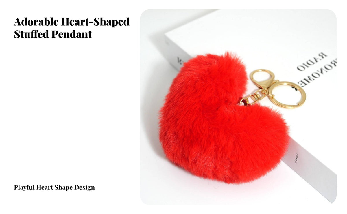 Soft Hint Soft Heart Keychain Cute Design Heart Soft Ball Keychain Gold Tone Clasp for Girls, Women, Handbag Decoration, Backpack, Car Keys