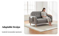 Nordic design 2-Seater Fabric Loveseat space-efficient Design Sofa Minimalist Look Small Couch Comfortable padding for Apartment Dwellers, Students, Bedroom, Living Room, Studio Flat, Office