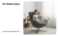 Soft Upholstery Upholstered rotating Armchair Modern aesthetic Oversized rotating Barrel Chair Breathable Fabric Indoor Seating Deep Seat for Homeowners, Apartment Dwellers, Living Room, Home Office, Lounge Area, literary corner