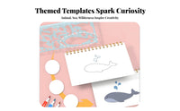 4 Pieces Creature Drawing Stencil Set Lightweight and Portable Plastic Creature Template Ruler Even Edges for Preschoolers, Crafting